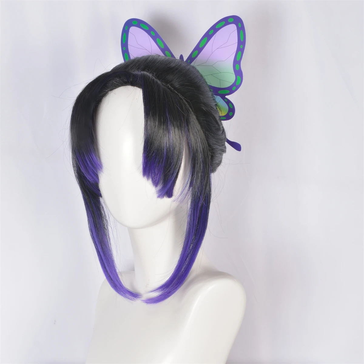 Anime Demon Slayer Kimetsu No Yaiba Kochou Shinobu Women Cosplay Costume Short Hair Party Long Ponytail Wigs Butterfly Headdress |