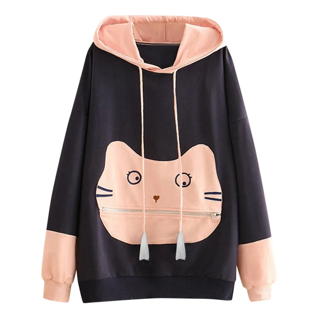 Женские повседневные Лоскутные цветные блоки с кошкой карман в лицевая сторона