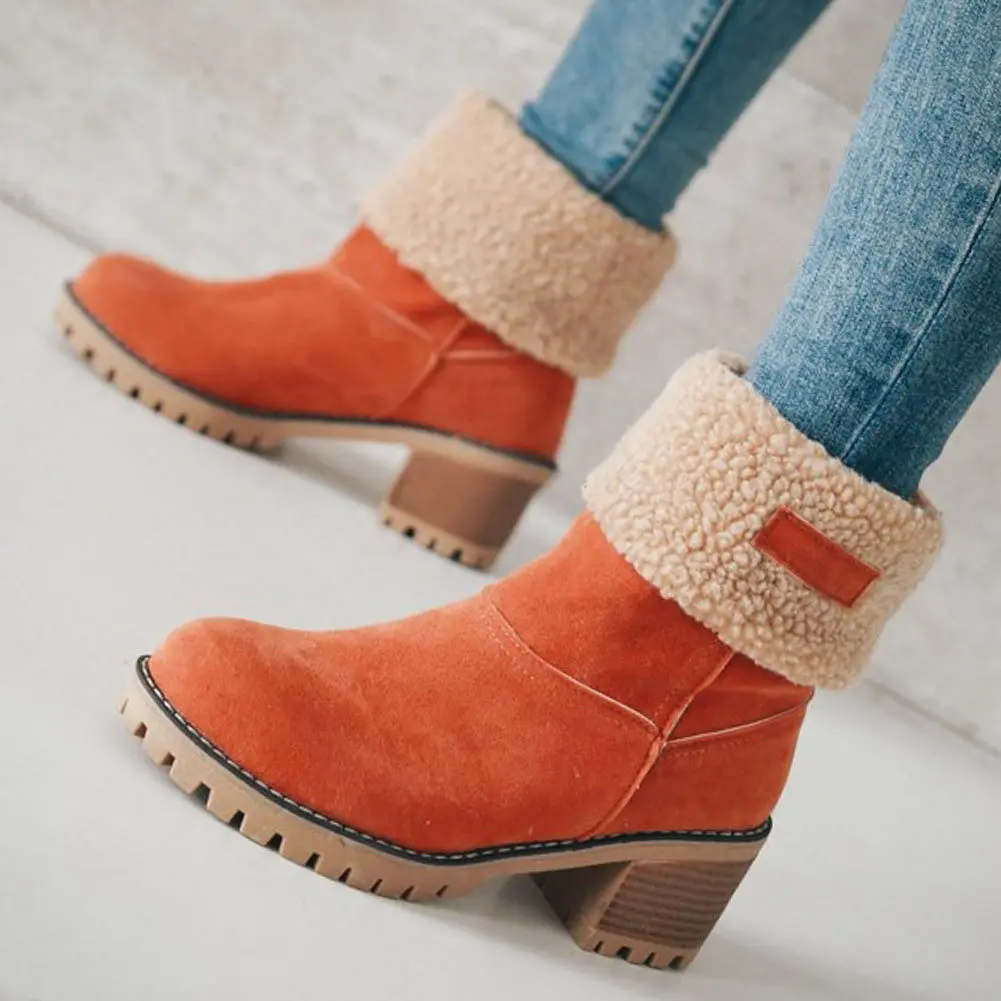 

2021 New Winter Keep Warm Plush Snow Boots Outdoor Comfy Platform Walking Skid Proof Shoes Ankle Boots Women Botas De Mujer