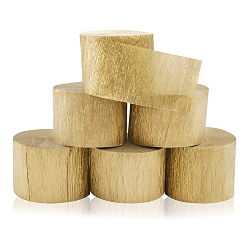 

6 Rolls Gold Crepe Paper Streamers for Birthday Party Wedding Festival Party Decorations