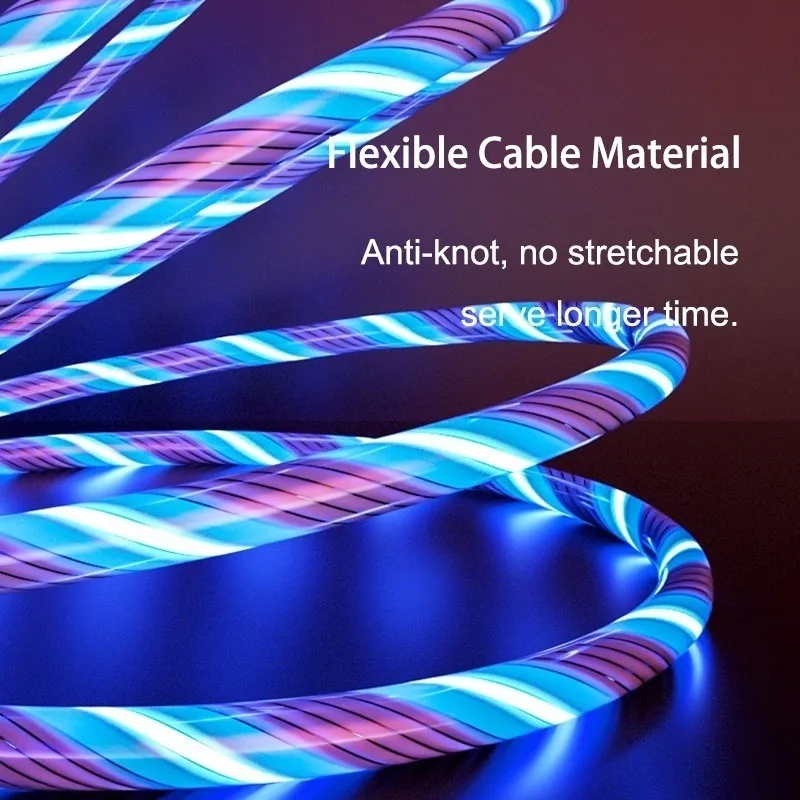 1 м Магнитный кабель Led жидкий свет зарядный Быстрая зарядка Micro USB Type C Lightning