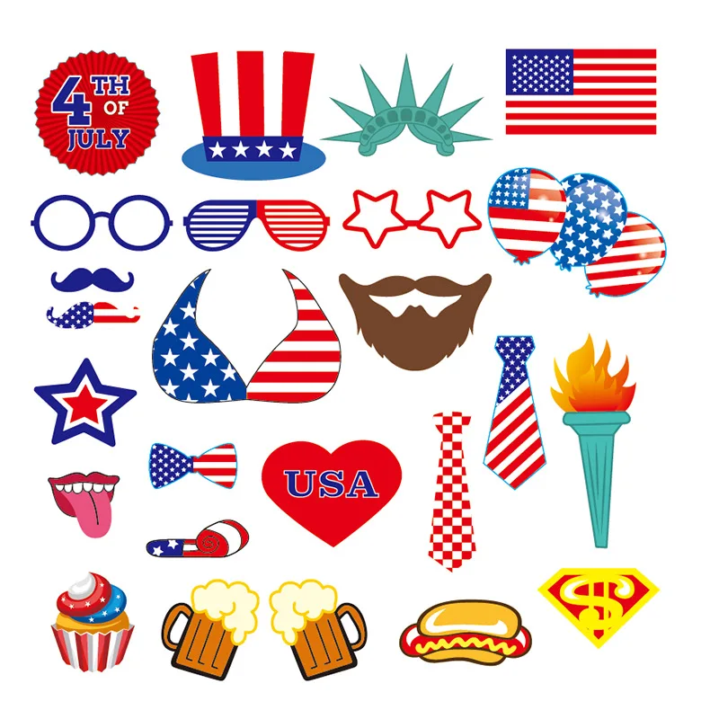 

U.S. National Day Independence Day Paper Photo Props Party