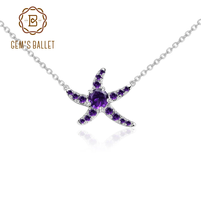 GEM'S балет 0.28Ct натуральный аметистовый драгоченный камень кулон в форме морской