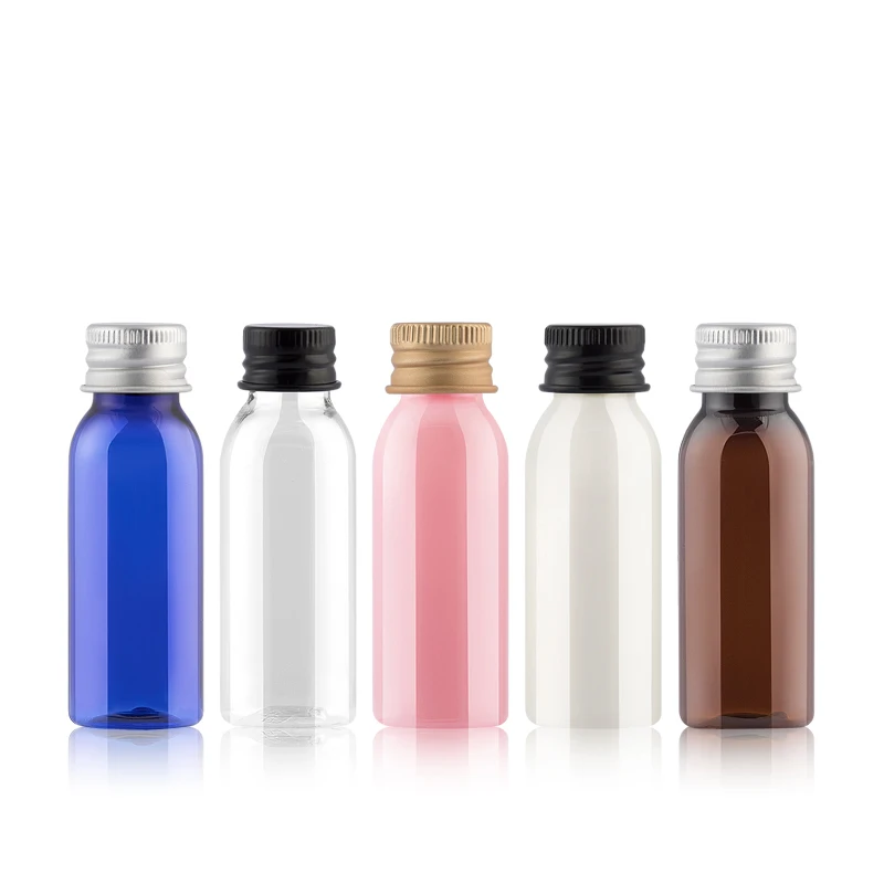 100pcs/lot 30ml Mini Size PET Empty Travel Bottle With Aluminum Screw Cap Gold Silver Black Lid Plastic Container For Skin Care