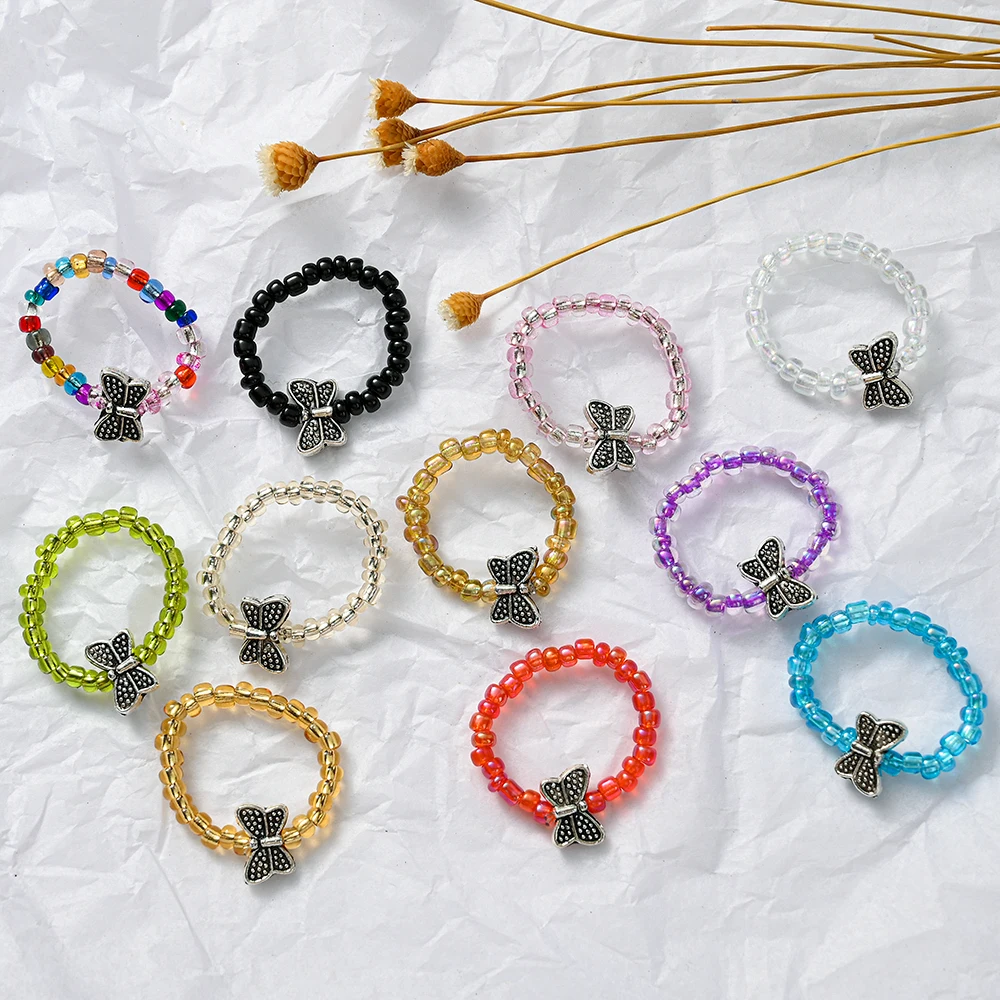 Кольца с цветком Bobemia летнее красочное кольцо маленькой бабочкой для женщин