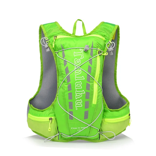 green 15L велосипедная Сумка для бега, мужская и женская сумка для воды, рюкзак, дышащий ультра-светильник, рюкзак для велоспорта, беговые марафоны - Цвет: green