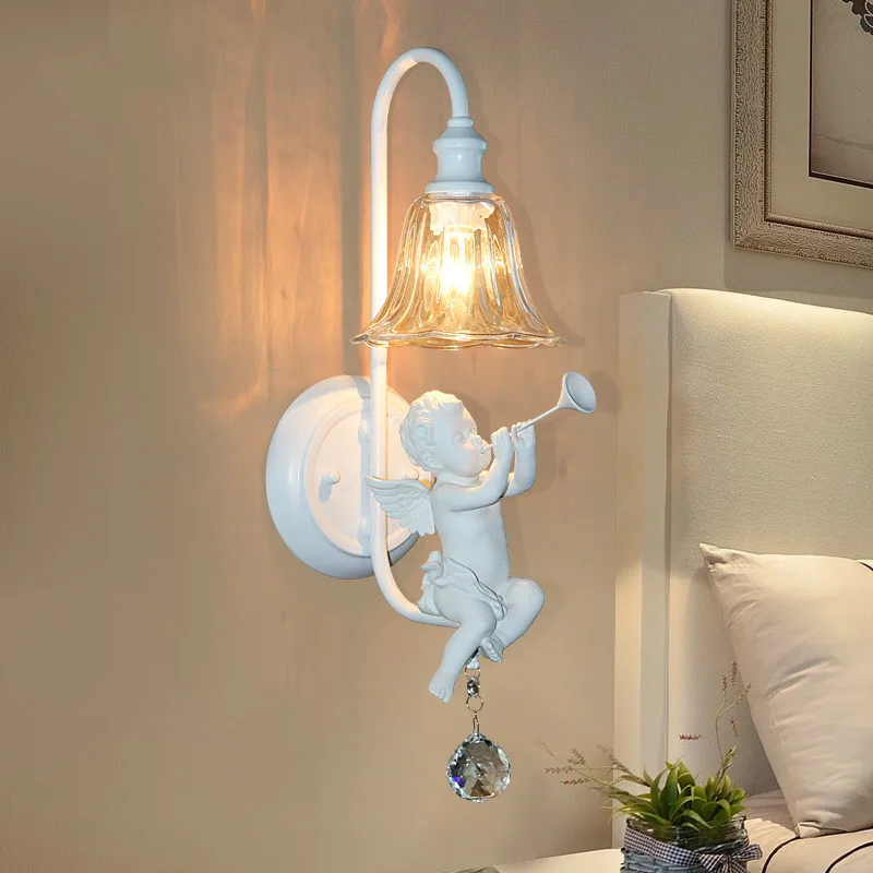 

Pastoral Angel Wall Light Foyer Abajur Living Room Bedside Aisle Stair Cafe Lamparas Bar Hotel Corridor Wall Lamp Bra