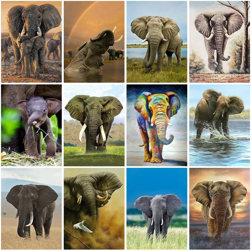 

DIY 5D Diamond Painting Full Square Drill Elephant Diamond Embroidery Cross Stitch Kits Animals Kit Mosaic Wall Art Home Decor