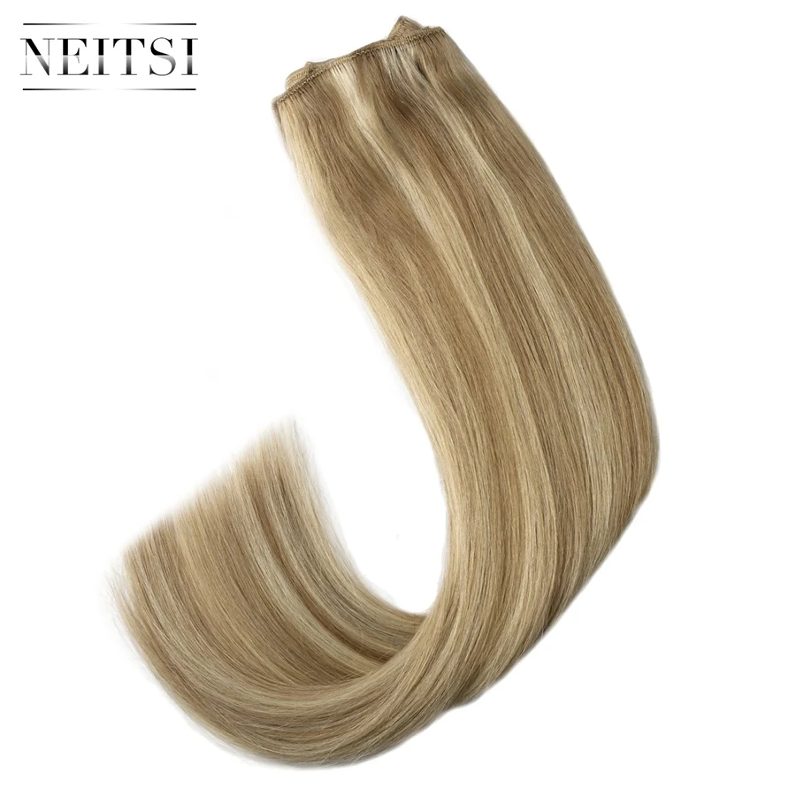 Neitsi прямые человеческие волосы Remy с двойным нарисованным плетением для наращивания, 20 дюймов, 50 см, 100 г/шт., пряди для наращивания, окрашенные волосы с эффектом омбре - Цвет: P16-60