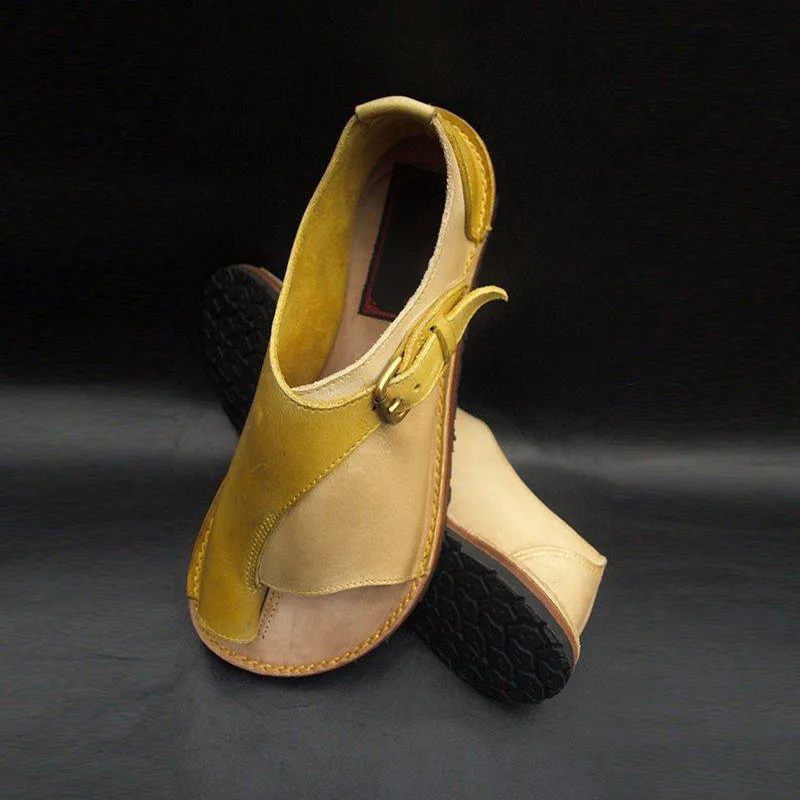 

Women Thong Sandals Buckle Open Toe Flip Flops Ladies Flat Shoes Vintage Top Quality PU Fashion Shoes Female Casual Plus Size