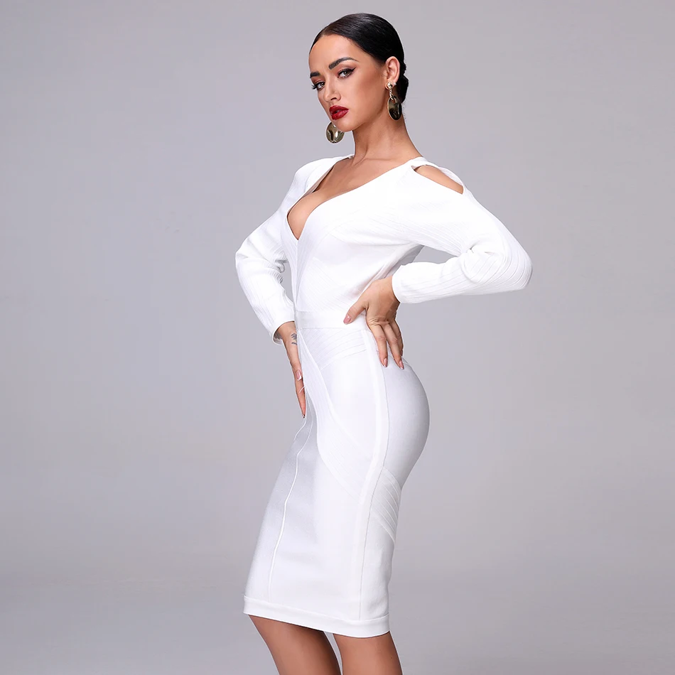 Облегающее Бандажное платье Белое Женское 2019 новые сексуальные изделия с