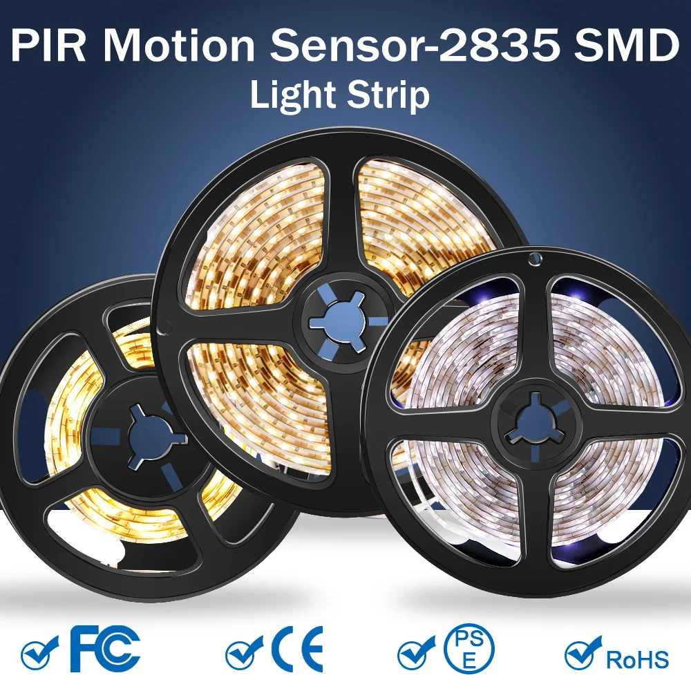 Светодиодная лента с пассивным ИК датчиком движения гибкая LED полоска умным