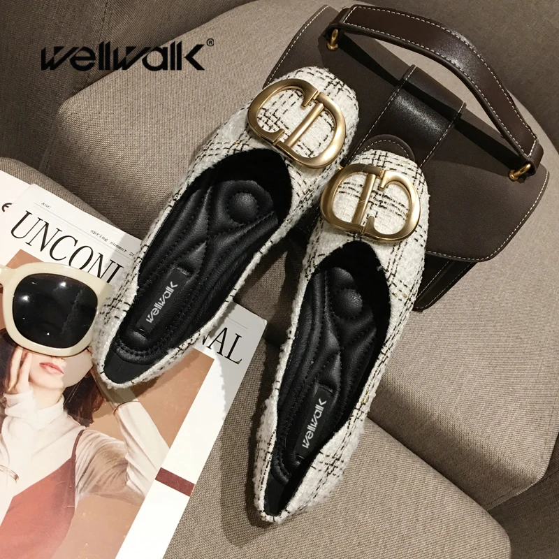 Брендовая обувь с пряжкой Женские балетки на плоской подошве Модельные Мокасины