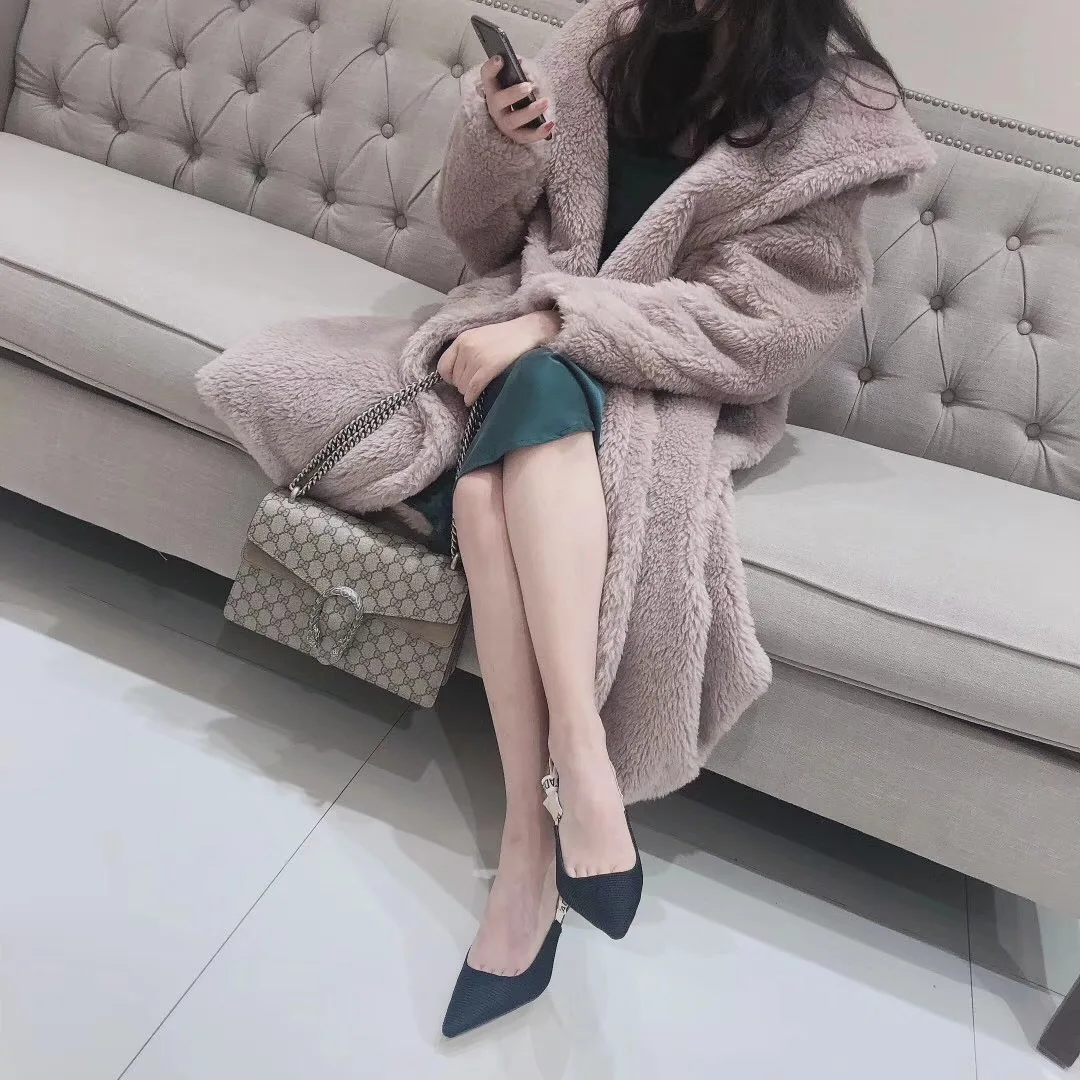 Instagram популярная зимняя верхняя одежда, зимнее пальто, настоящая оторочка из овечьей шерсти, пальто для женщин