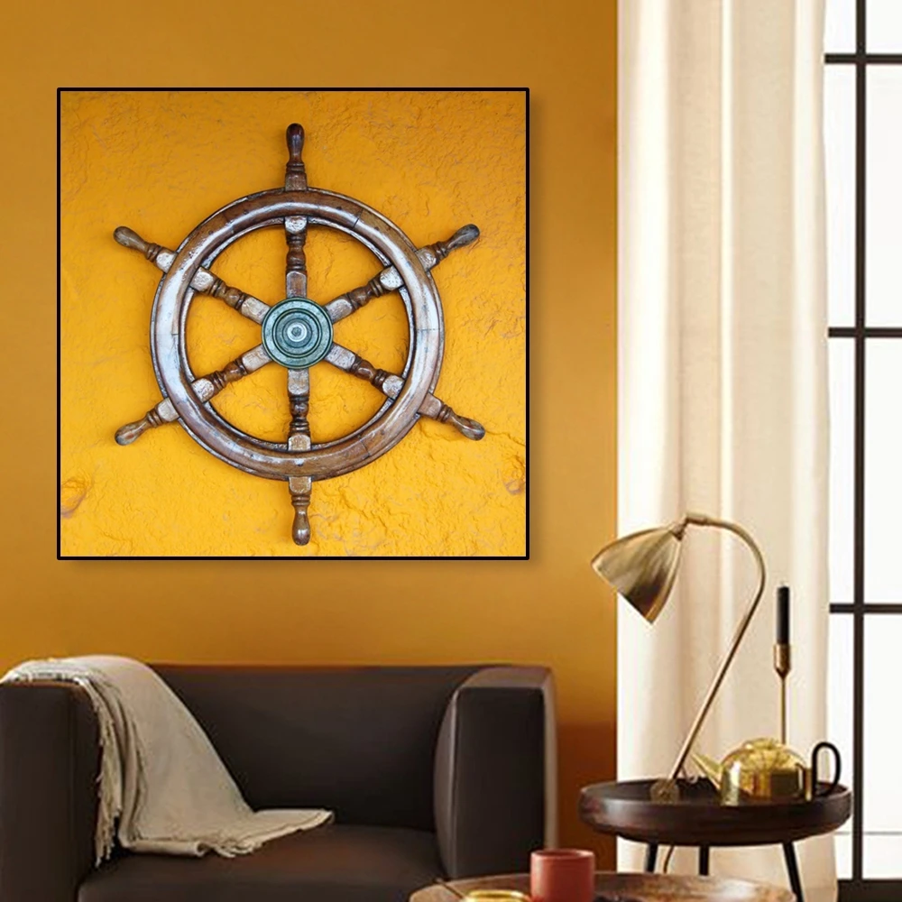 Navy Nautical Sailboat Rudder Canvas Painting Poster And Prints Nursery Wall Art Picture Bedroom Kids Room Decoration Home Decor | Дом и сад