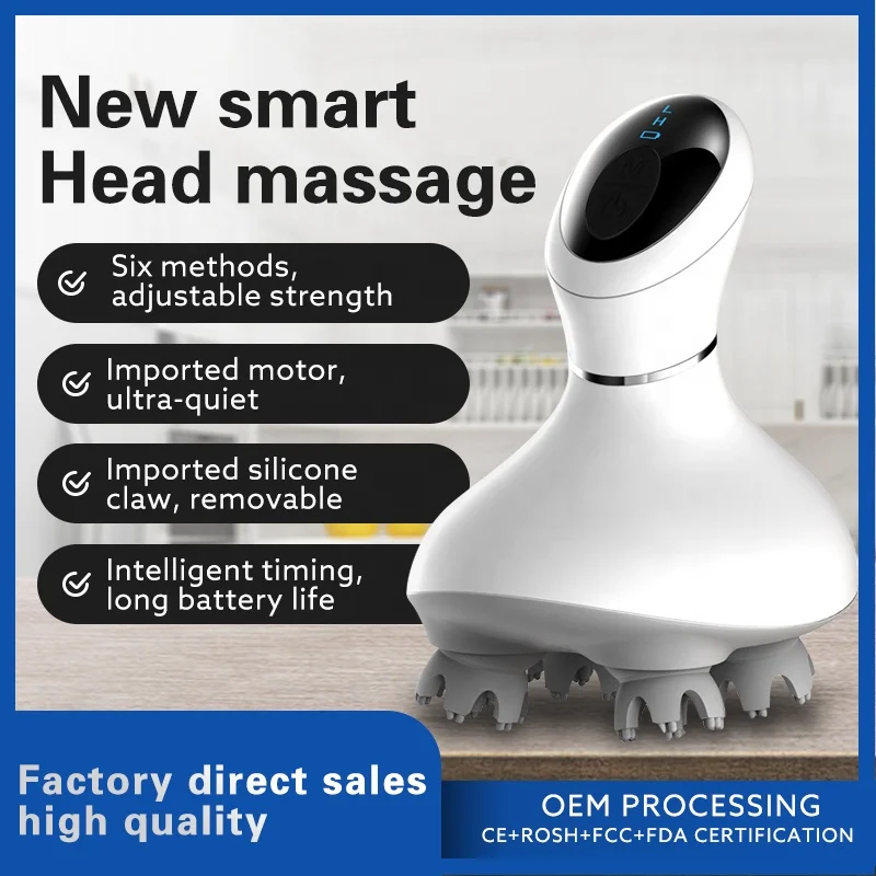 

Electric Massager For Head Wireless LED Waterproof USB Charge Detachable Prevent Hair Loss Scalp message Head Massager