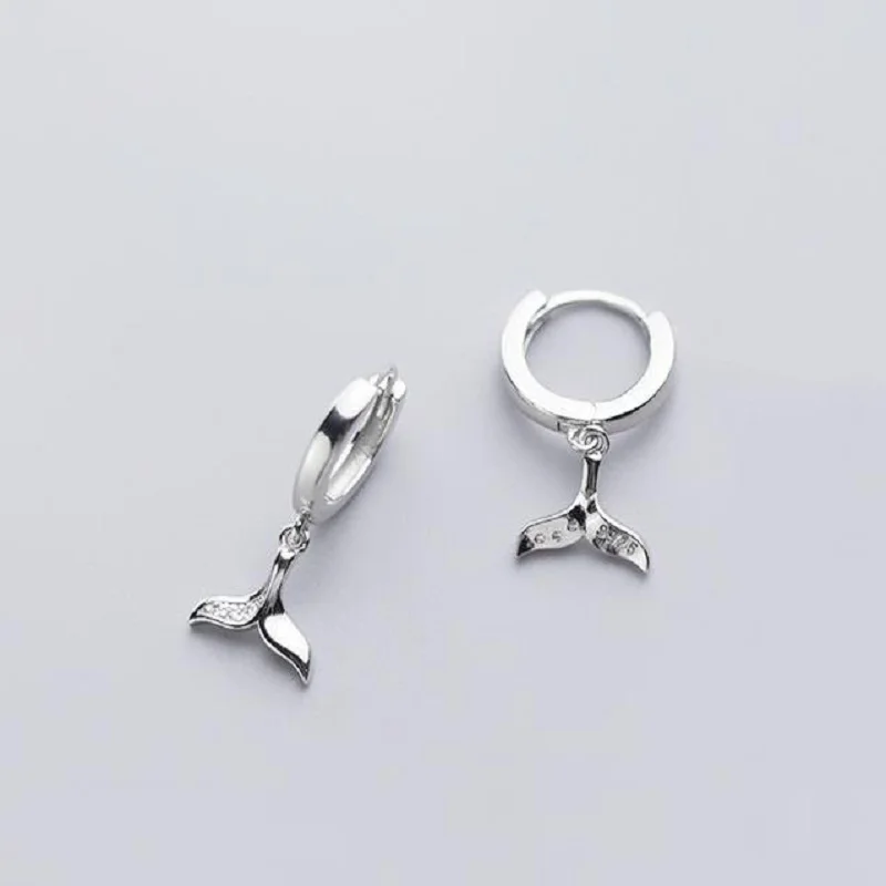 

S925 silver Top Quality Cute Shiny Mermaid Tail Hoop Earrings Cubic Zircon Rose Gold Color Ear Jewelry for Women Girls Best Gift