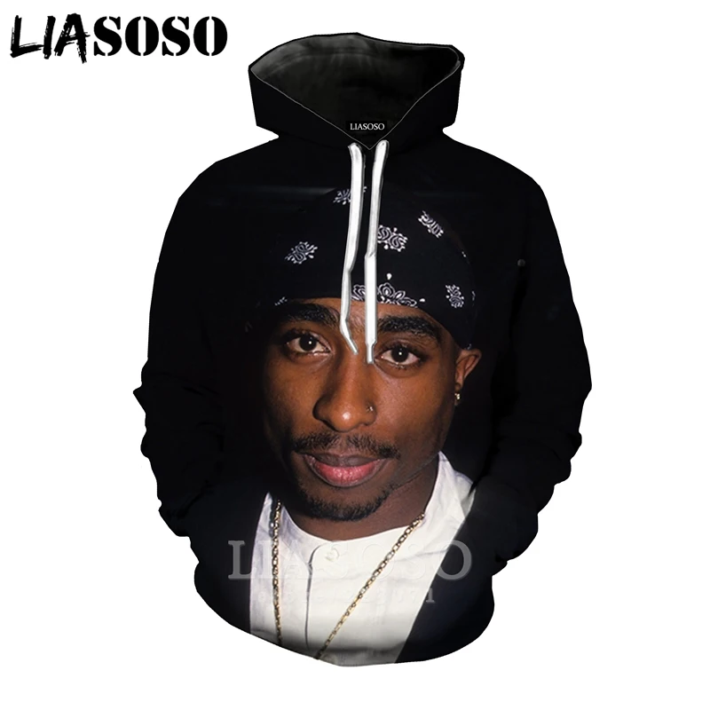 2pac толстовки LIASOSO забавные для мужчин и женщин Аниме Толстовка 3D принт Рэпер Хип Хоп с длинным рукавом Уличная Топ пуловер с круглым вырезом B182-10