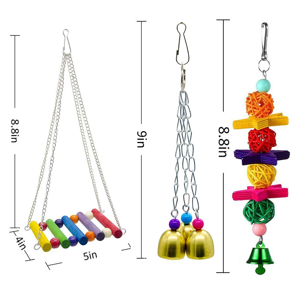 7 Pcs/set Bird Parrot Swing Toy Hanging Bell Ladders Climbing Chewing Accessories Birds Toys | Дом и сад