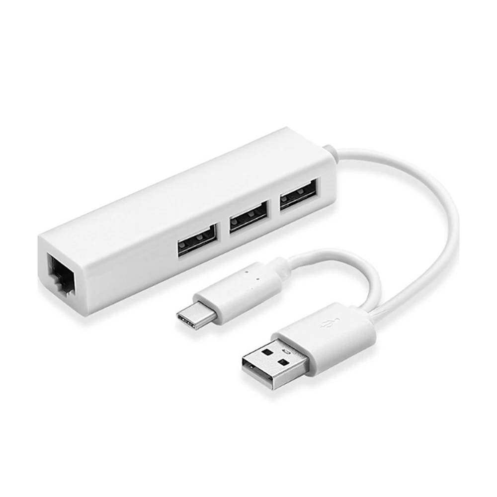 Оригинал для MacBook Chromebook 3 порта USB 1 концентратор типа C к Gigabit Ethernet LAN RJ45