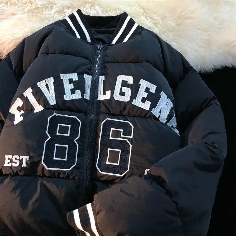 Винтажная бейсбольная куртка с надписью плотная зимняя верхняя одежда корейские