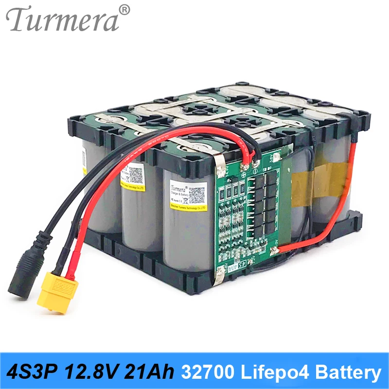 Аккумулятор Turmera 12 8 в 21 Ач 4S3P 32700 Lifepo4 с сбалансированными BMS для электрической