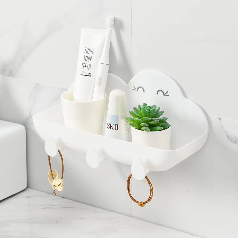 

Multifunctional Perforation-Free Cloud Storage Rack Bathroom And Toilet Wall-Mounted Storage Rack Non-Marking Paste