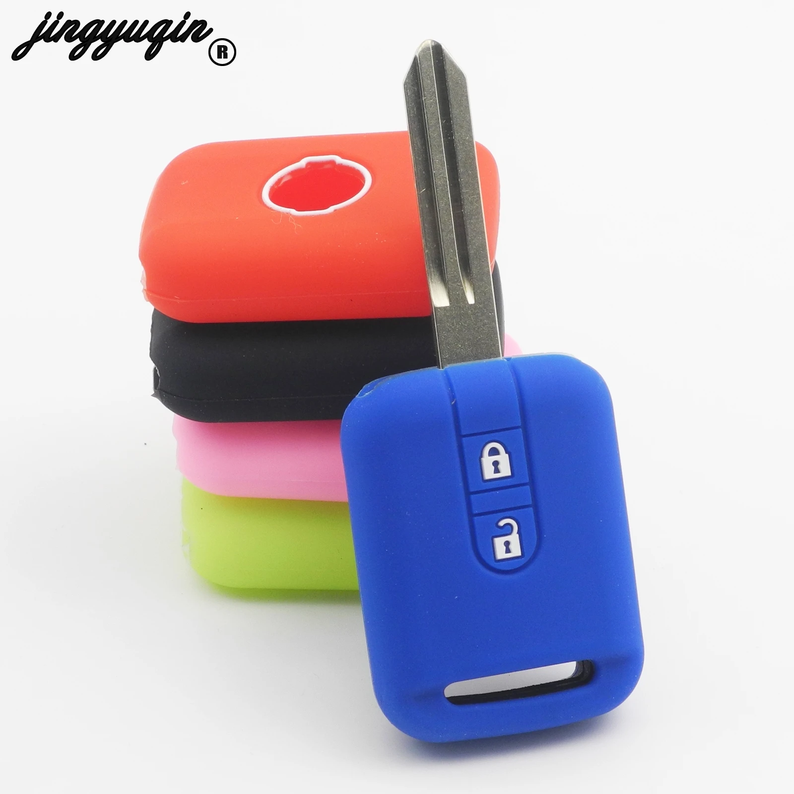 

jingyuqin New Car Key Silicone Case For Nissan Qashqai Micra Navara Almera Note 350Z Pathfinder Fob Rubber Cover 2 Button shell
