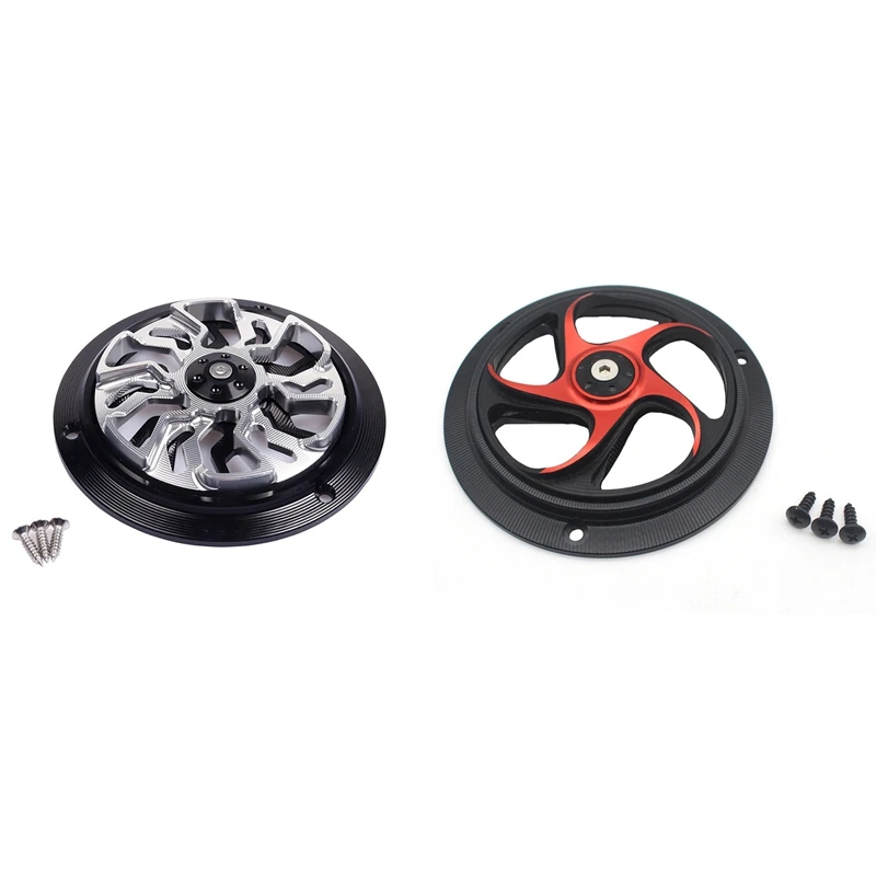 

2PCS Motorcycle Engine Cover Fan Protector Radiator Guard Accessories for Vespa Sprint 150 Primavera 150( Silver & Red)