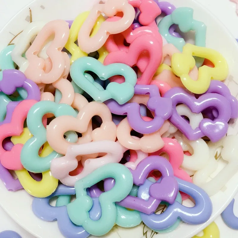 

50Pcs 18*24mm Mixed Color Double Peach Heart Acrylic Beads For Jewelry Making DIY Necklace Bracelet Accessories