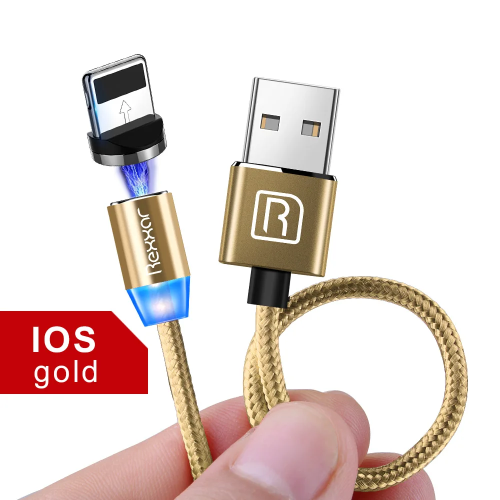 Gold Kit For ios Магнитный usb-кабель для быстрой зарядки, кабель USB type C, Магнитный зарядный кабель Micro usb, кабель для мобильного телефона, usb-шнур для iphone, samsung - Цвет: Gold Kit For ios