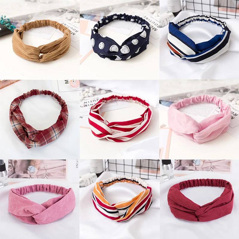 

Fashion Women Girls Summer Bohemian Hair Bands Print Headbands Vintage Cross Turban Bandage Bandanas HairBands Hair Accessories