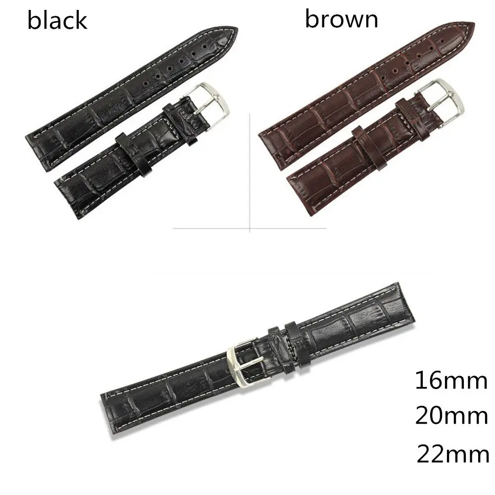 

Fashion Genuine Leather Watch Band Strap 16mm 20mm 22mm Soft Sweatband Steel Buckle Vintage Universal Wrist Watchband Decor