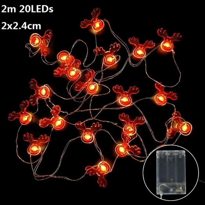 

20 LED Christmas String Lights Xmas Tree Santa Claus Snowman Garland Lighting Strings for Holiday Navidad Home Decor Fairy Light