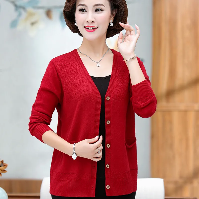 Женский кардиган с V-образным вырезом тонкая трикотажная куртка длинным рукавом