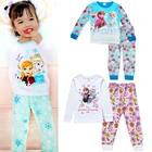 Детские пижамы для девочек; Детская одежда для сна принцессы Анны и Эльзы; Комплект одежды с героями мультфильмов; Детские пижамы с длинными рукавами; Домашний костюм; Одежда для сна