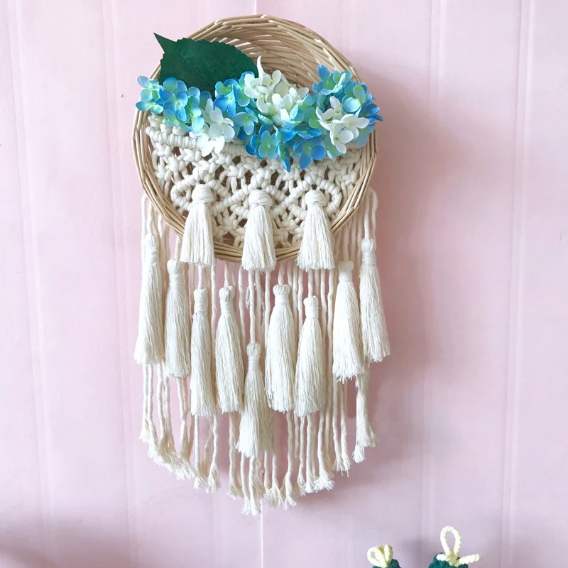 Ins фон для комнаты гобелен из макраме тканая корзина цветочный горшок ротанговый