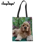 Для Женщин Девочек американский кокер спаниель Собака Печать Многоразовые холщовые хозяйственные сумки Экологичные дамские хлопковые сумки на заказ дропшиппинг