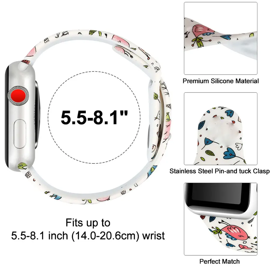 Спортивный мягкий силиконовый ремешок для Apple Watch, ремешок 44 мм, 40 мм, серия 5, 4, браслет для часов iWatch, ремешок 38 мм, 42 мм, 3, 2, 1, аксессуары