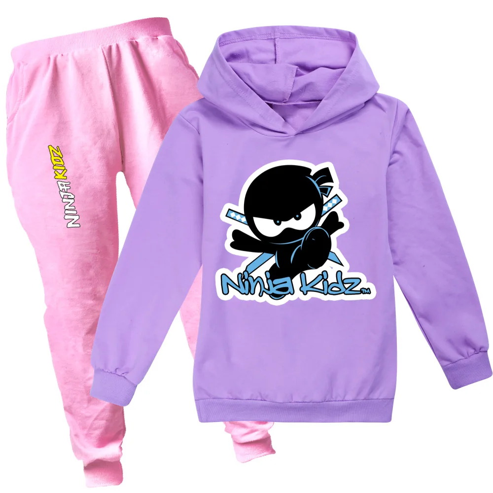Girls NINJA KIDZ Anime Print Clothing Spring Autumn Kids Clothing Suits Cartoon Sets Children Boy Girls Sports Tracksuits Suits