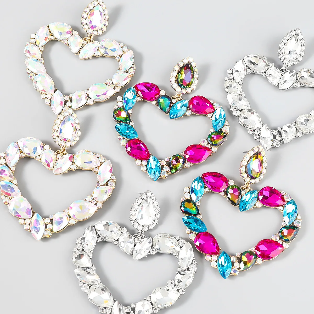 

Digadagu металлические стразы стеклянные серьги в форме сердца женские крупные висячие серьги аксессуары для вечерние