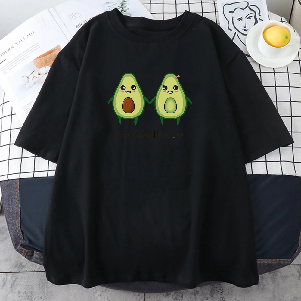 

Avocado Friends Holding Hands Printing T Shirts Woman Fitted Home Tshirt Casual Big Size Top Retro Comfortable Womens T Shirts