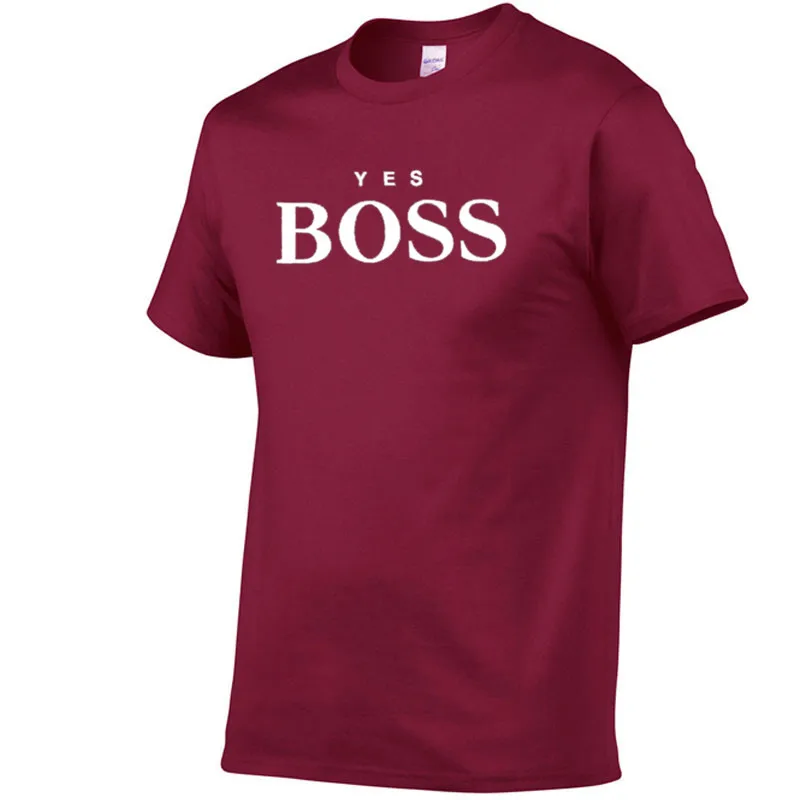 

NEW Summer Pure Cotton Men's T-shirt With YES BOSS Ietters Simple Style Casual T-shirt Iarge Size O-neck Short-Sleeved T-shirt