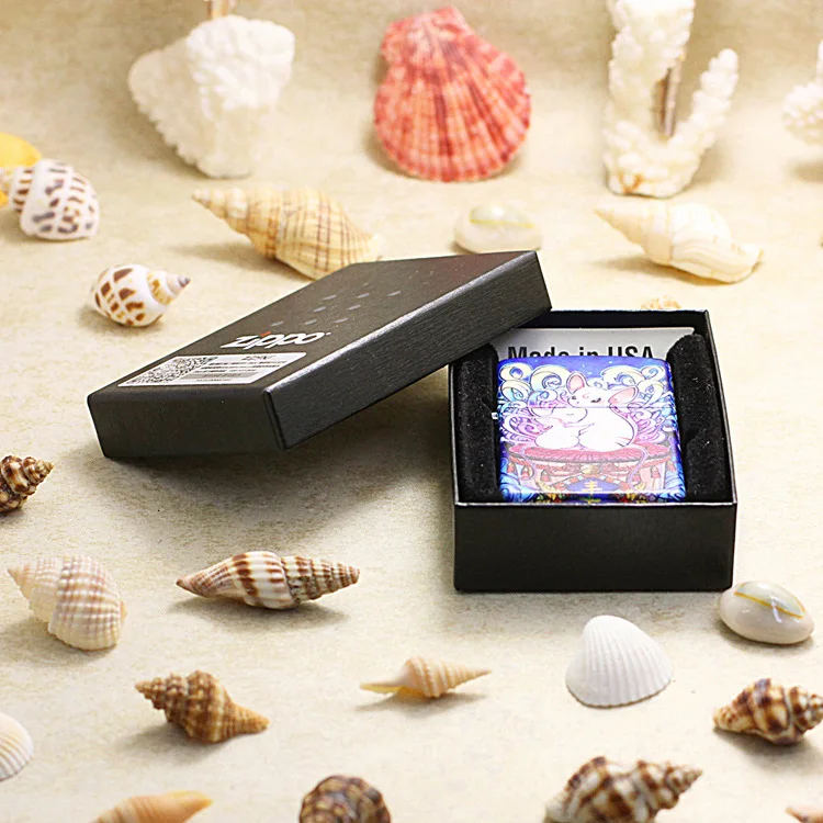 

Genuine Zippo oil lighter copper windproof Cartoon 12 Zodiac Mouse cigarette Kerosene lighters With anti-counterfeiting code