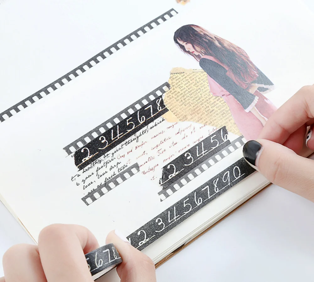 1 мм * 7 м милый черный номер Васи маскирующая лента канцелярские Diy Скрапбукинг