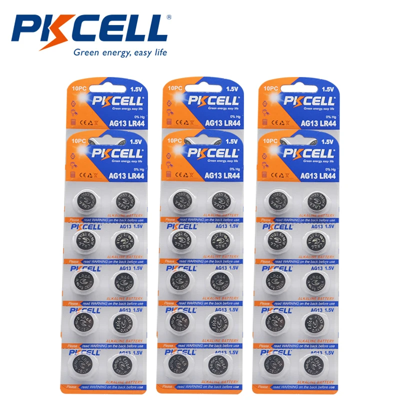 60Pcs Infrared thermometer Batteries PKCELL 1.5V AG13 357A A76 303 LR44 SR44SW L1154 RW82 RW42 Alkaline Cell Button