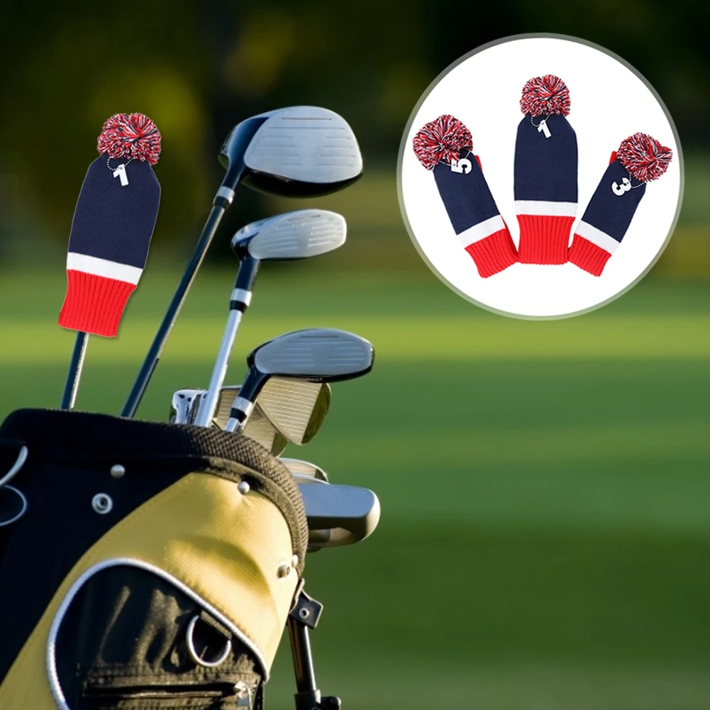 

Knitted Golf Club Head Covers 3 Piece Set 1 3 5 Driver and Fairway HeadCovers Fits 460cc Drivers New Style