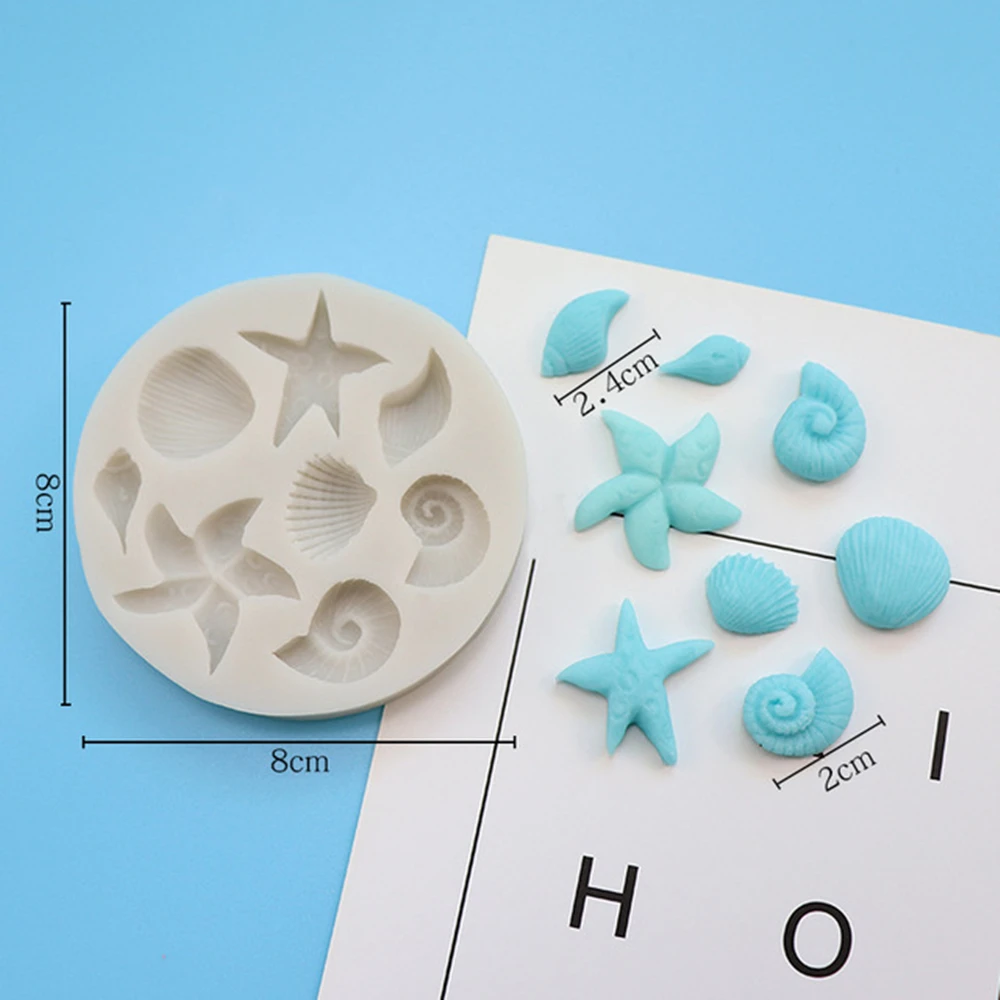 

Ocean Series Mermaid Tail Shell Starfish Seahorse shell Fondant Mold Chocolate Cake Mould Craft Baking Decorating Tools