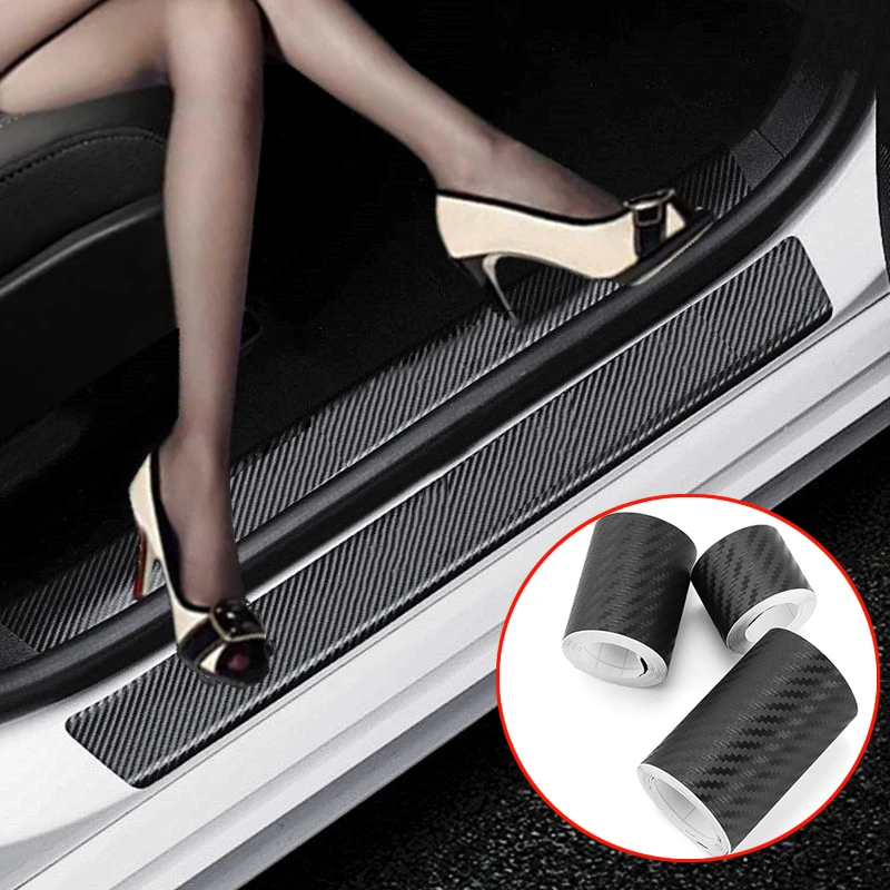 

Nano Carbon Fiber Car Sticker DIY Paste Protector Strip Auto Door Sill Side Mirror Anti Scratch Tape Waterproof Protection Film