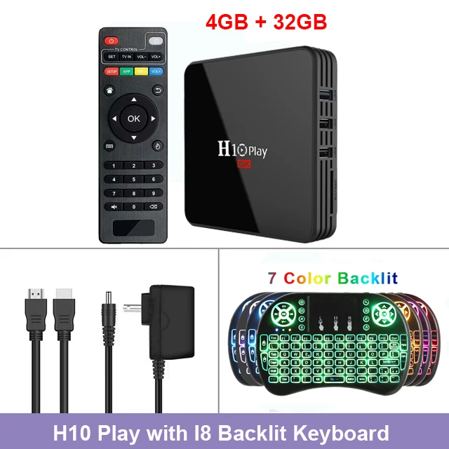 4GB 32GB I8 H10 Play tv Box Android 9,0 4 ГБ 32 ГБ 64 Гб Smart tv BOX Allwinner H6 четырехъядерный 6K HDR 2,4 ГГц Wifi Google плеер телеприставка - Цвет: 4GB 32GB I8